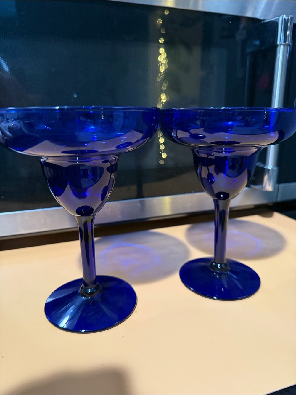 Cobalt Blue Glass Coupe Pair - Home Art -6โx4 1/2โ